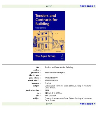 Cover of Tenders and Contracts for Building