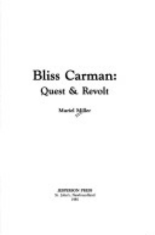 Cover of Bliss Carman