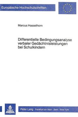 Book cover for Differentielle Bedingungsanalyse Verbaler Gedaechtnisleistungen Bei Schulkindern