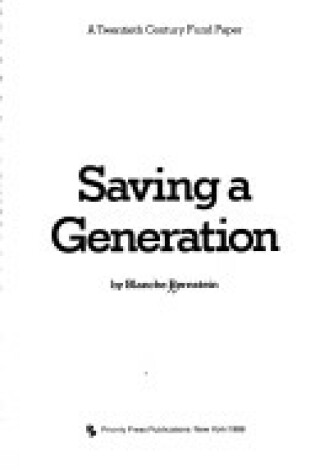 Cover of Saving Generation Pb