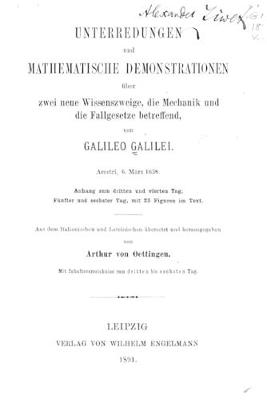 Book cover for Unterredungen und mathematische demonstrationen über zwei neue wissenszweige, die mechanik und die fallgesetze betreffend