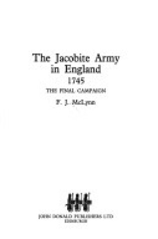 Cover of Jacobite Army in England, 1745-46