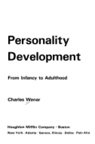 Cover of Wenar Person Dev Infancy-Adult