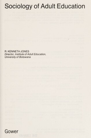 Cover of Sociology of Adult Education