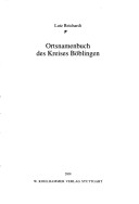 Cover of Ortsnamenbuch Des Kreises Boblingen