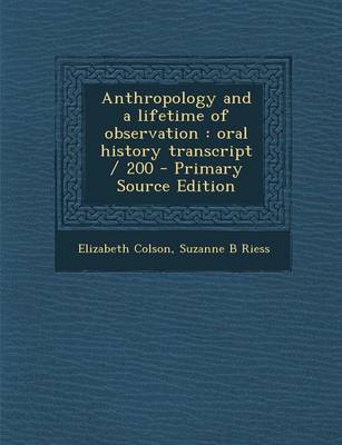 Book cover for Anthropology and a Lifetime of Observation