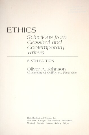 Cover of Johnson Ethics 6e