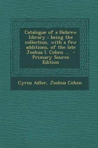 Cover of Catalogue of a Hebrew Library