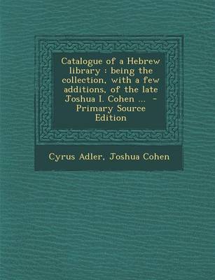 Book cover for Catalogue of a Hebrew Library