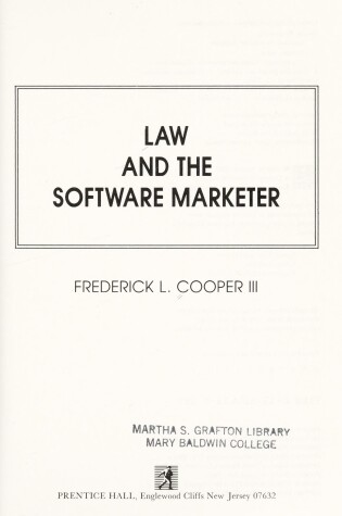 Cover of Law and the Software Marketeer