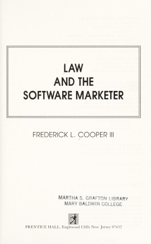 Book cover for Law and the Software Marketeer