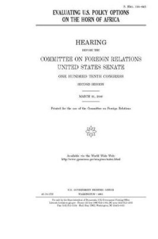 Cover of Evaluating U.S. policy options on the Horn of Africa