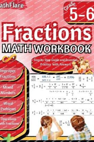Cover of Fractions Math Workbook 5th and 6th Grade