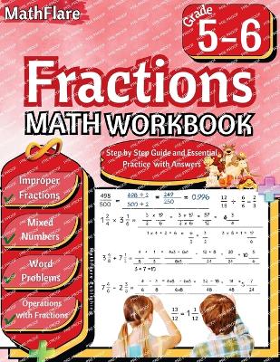 Cover of Fractions Math Workbook 5th and 6th Grade