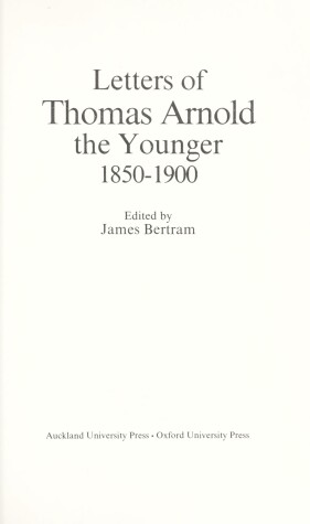 Book cover for Letters of Thomas Arnold the Younger, 1850-1900