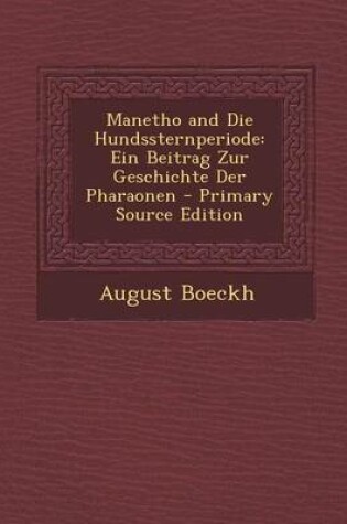 Cover of Manetho and Die Hundssternperiode