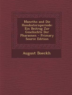 Book cover for Manetho and Die Hundssternperiode