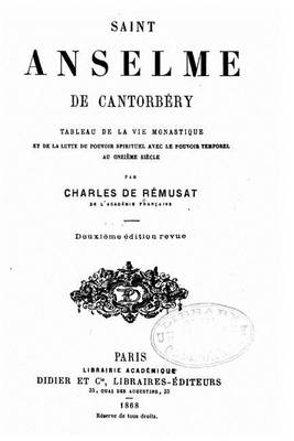 Book cover for Saint Anselme de Cantorbery, Tableau de la vie monastique