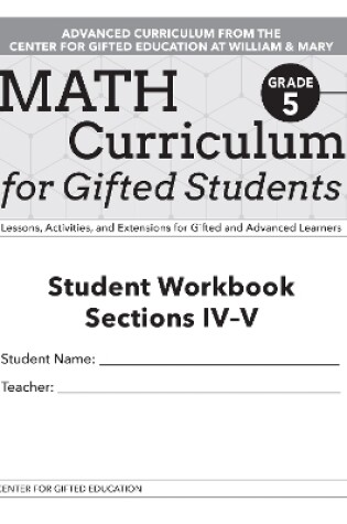 Cover of Math Curriculum for Gifted Students