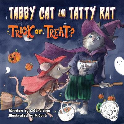 Book cover for Tabby Cat and Tatty Rat. Trick or Treat?