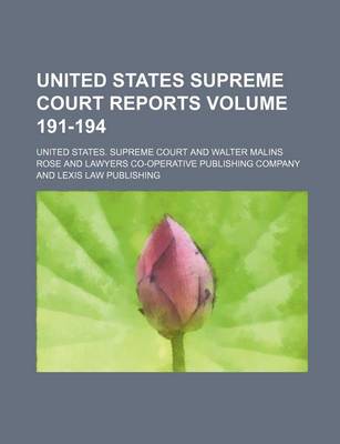 Book cover for United States Supreme Court Reports Volume 191-194