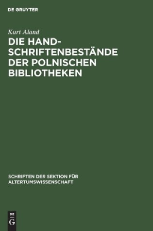 Cover of Die Handschriftenbest�nde Der Polnischen Bibliotheken