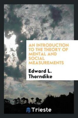 Cover of An Introduction to the Theory of Mental and Social Measurements