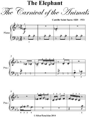 Book cover for The Elephant the Carnival of the Animals Beginner Piano Sheet Music