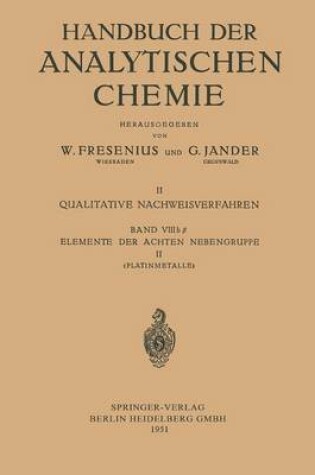 Cover of Elemente der Achten Nebengruppe II