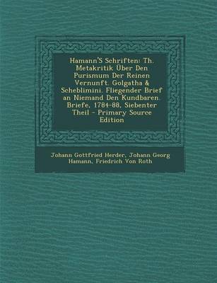 Book cover for Hamann's Schriften