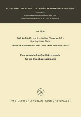Book cover for Eine Vereinfachte Qualitatskontrolle Fur Die Streichgarnspinnerei