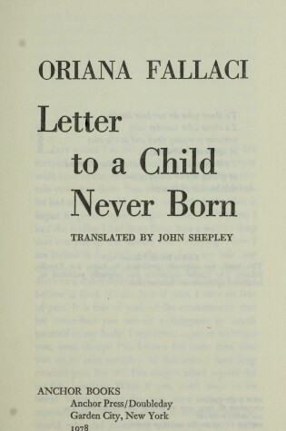 Cover of Letter to a Child Never Born