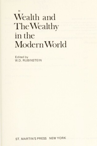 Cover of Wealth and the Wealthy in the Modern World
