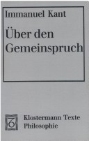 Book cover for Uber Den Gemeinspruch