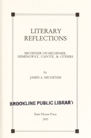 Cover of Literary Reflections
