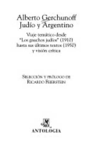 Cover of Alberto Gerchunoff, Judio y Argentino