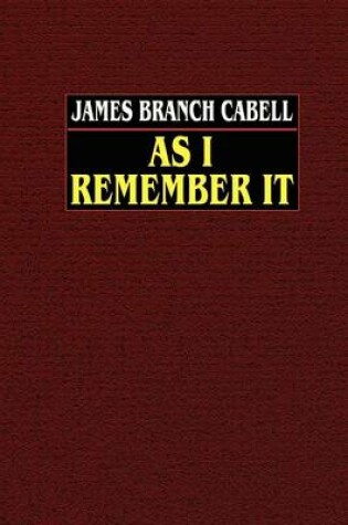 Cover of As I Remember it