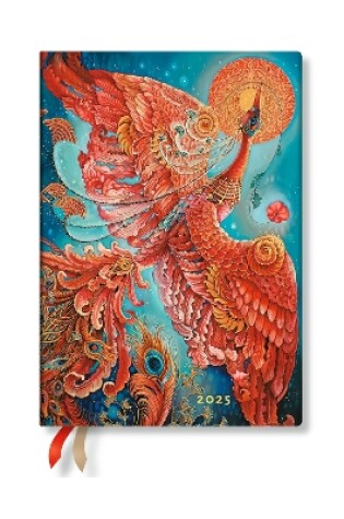 Cover of Firebird (Birds of Happiness) Midi 18-month Horizontal Softcover Flexi Dayplanner 2025 (Elastic Band Closure)