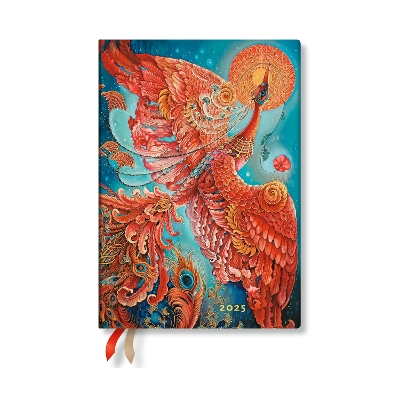 Book cover for Firebird (Birds of Happiness) Midi 18-month Horizontal Softcover Flexi Dayplanner 2025 (Elastic Band Closure)