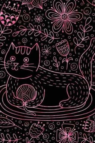 Cover of Journal Notebook Cute Cat in Flowers Pattern 9