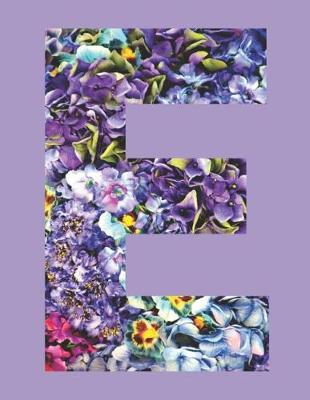 Cover of Purple Flowers Letter 'e' Monogrammed Lined Journal