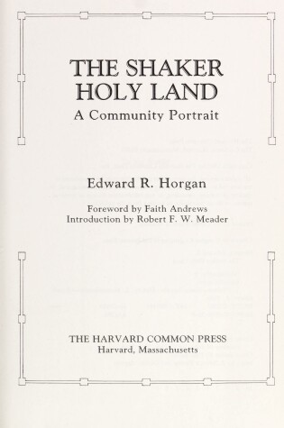 Cover of The Shaker Holy Land