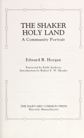 Book cover for The Shaker Holy Land