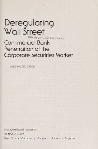 Cover of Deregulating Wall Street