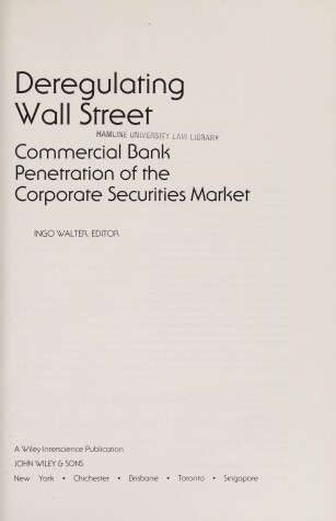 Cover of Deregulating Wall Street