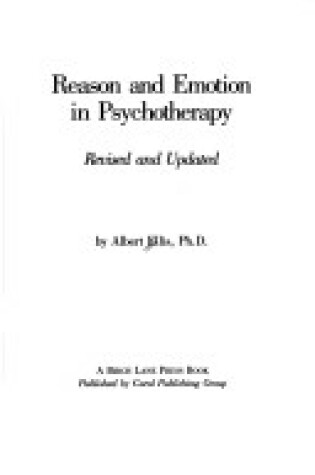 Cover of Reason And Emotion In Psychotherapy