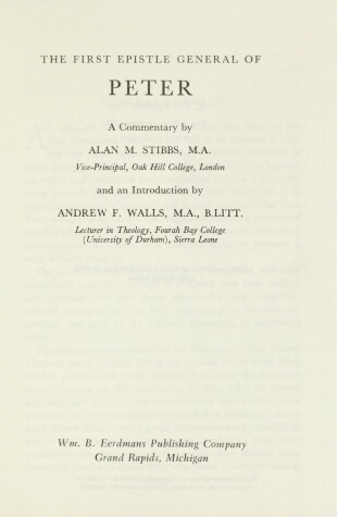 Book cover for The First Epistle of Peter