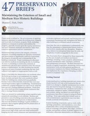 Cover of Maintaining the Exterior of Small and Medium Size Historic Buildings
