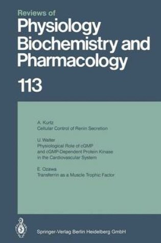 Cover of Reviews of Physiology, Biochemistry and Pharmacology 113