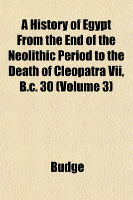 Book cover for A History of Egypt from the End of the Neolithic Period to the Death of Cleopatra VII, B.C. 30 (Volume 3)